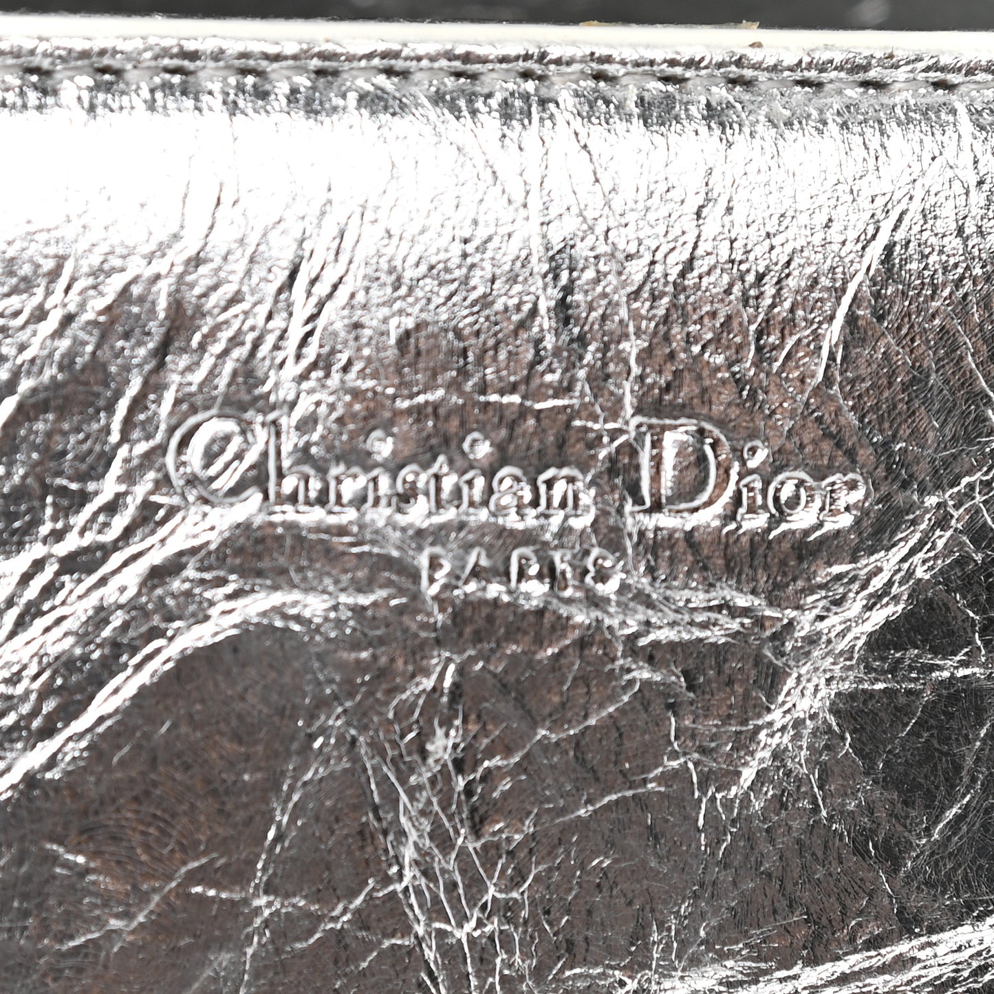 Metallic Calfskin Large Diorever Flap Silver