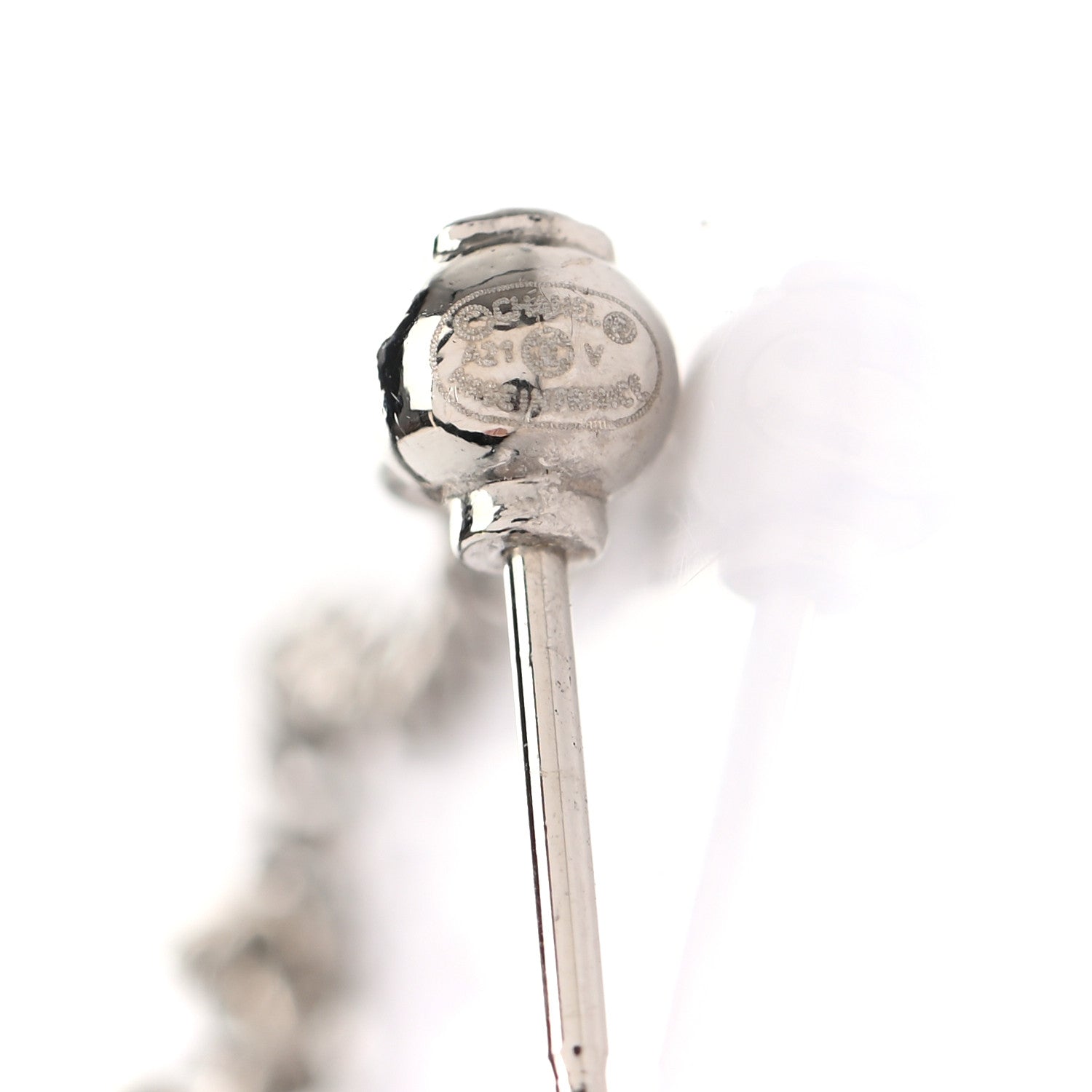 Chanel Baguette Crystal CC Drop Earrings Silver 4 of 4