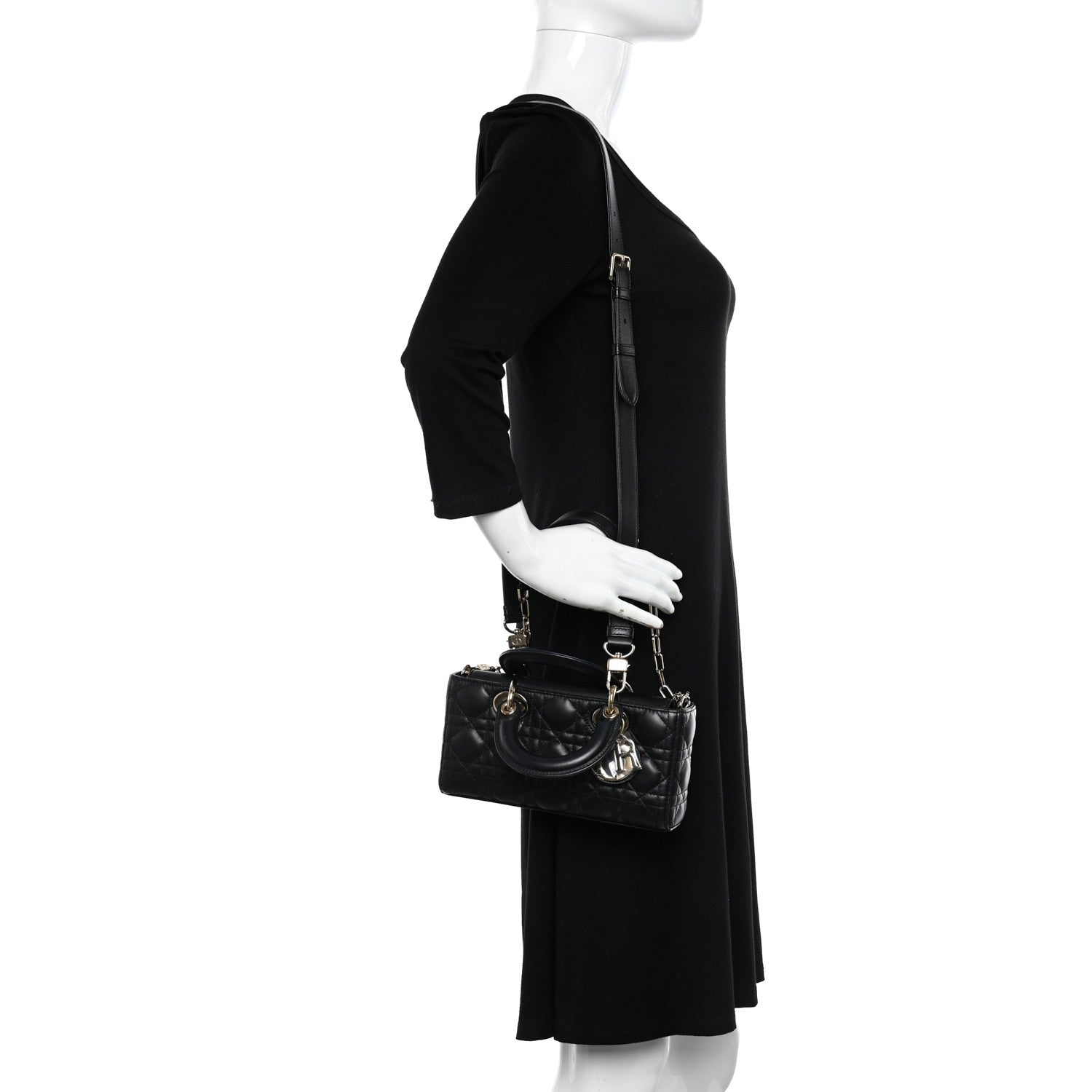 Christian Dior Lambskin Cannage Small Lady D-Joy Black 2 of 11