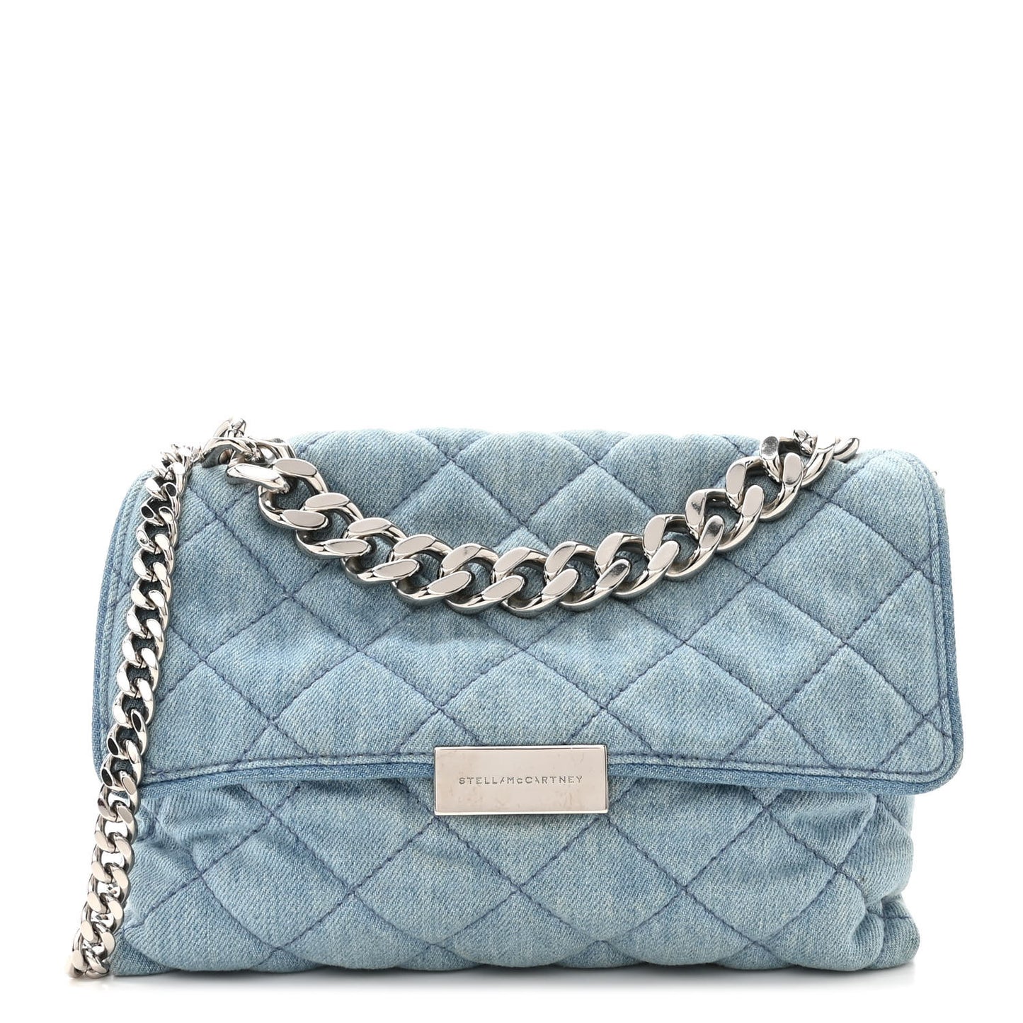 Eco Denim Quilted Small Beckett Shoulder Bag Blue