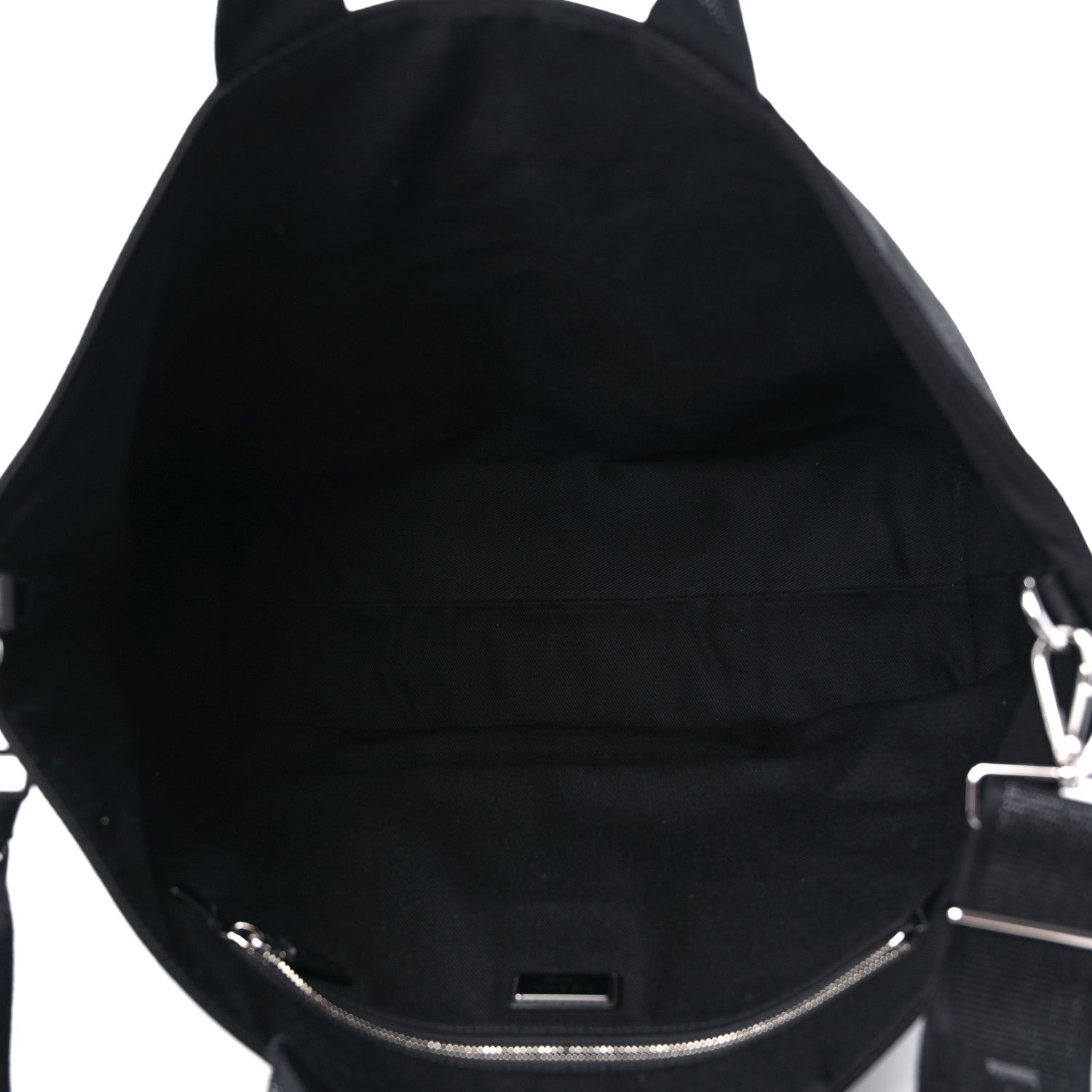 Prada Canvas Embroidered Drill Tote Black 5 of 9