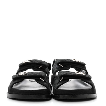Chanel Mixed Fibers Velcro Dad Sandals 38 Black 2 of 8