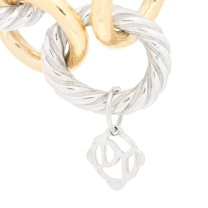 David Yurman Sterling Silver 18K Yellow Gold 10mm Medium Oval Link Bracelet 3 of 4