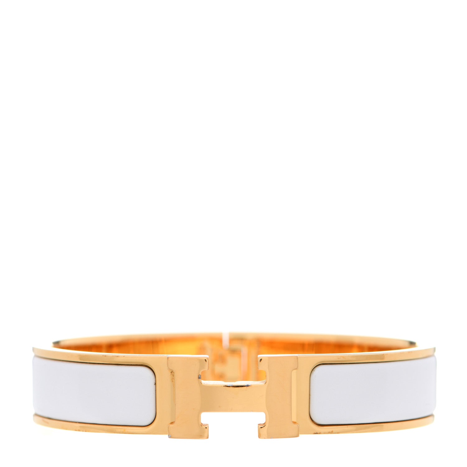 Hermes Enamel Narrow Clic Clac H Bracelet GM White 1 of 9