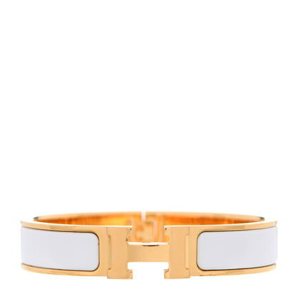 Hermes Enamel Narrow Clic Clac H Bracelet GM White 1 of 9