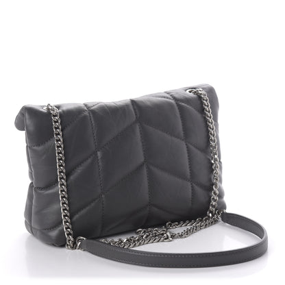 Saint Laurent Lambskin Quilted Toy Loulou Puffer Monogram Chain Satchel Storm 3 of 9