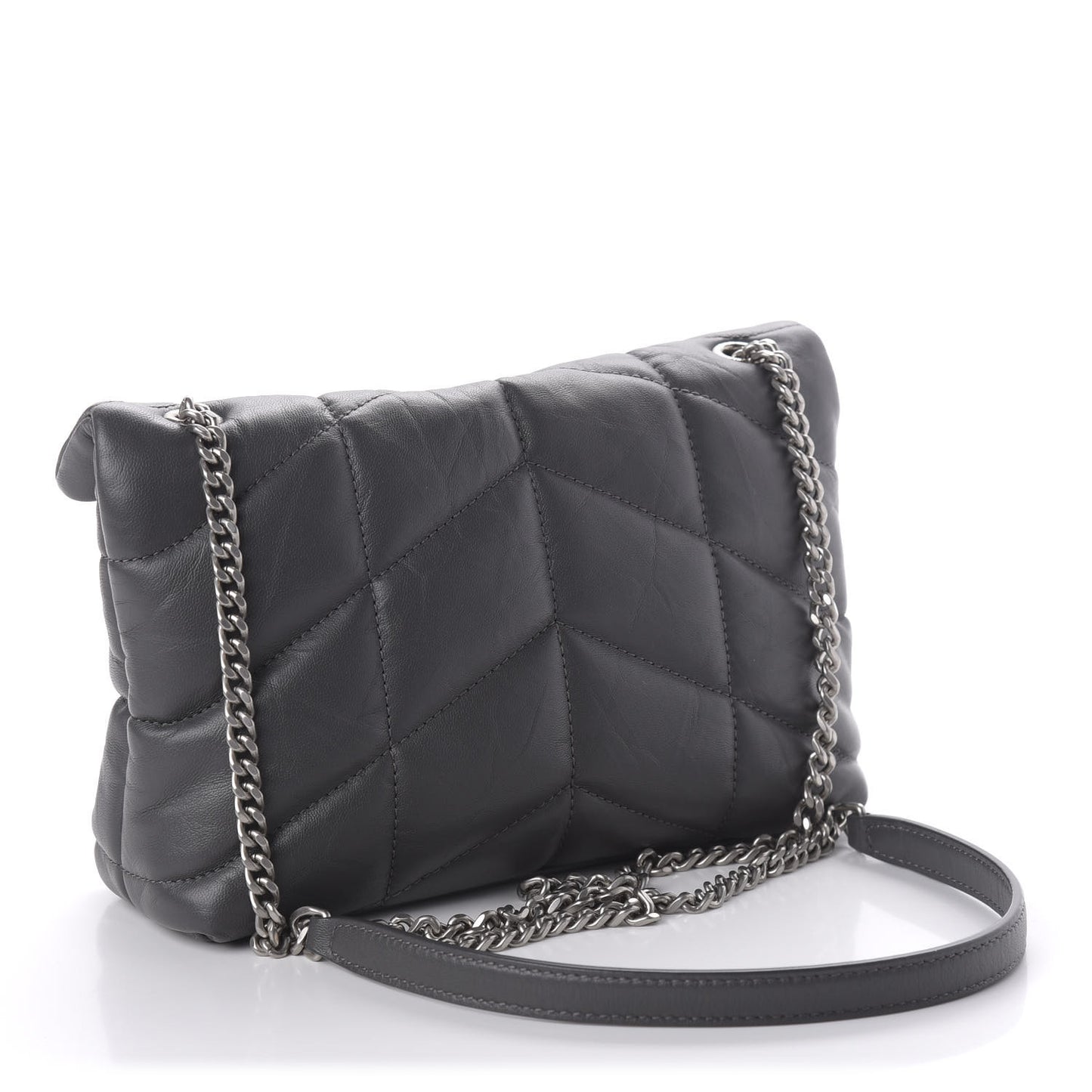 Lambskin Quilted Toy Loulou Puffer Monogram Chain Satchel Storm