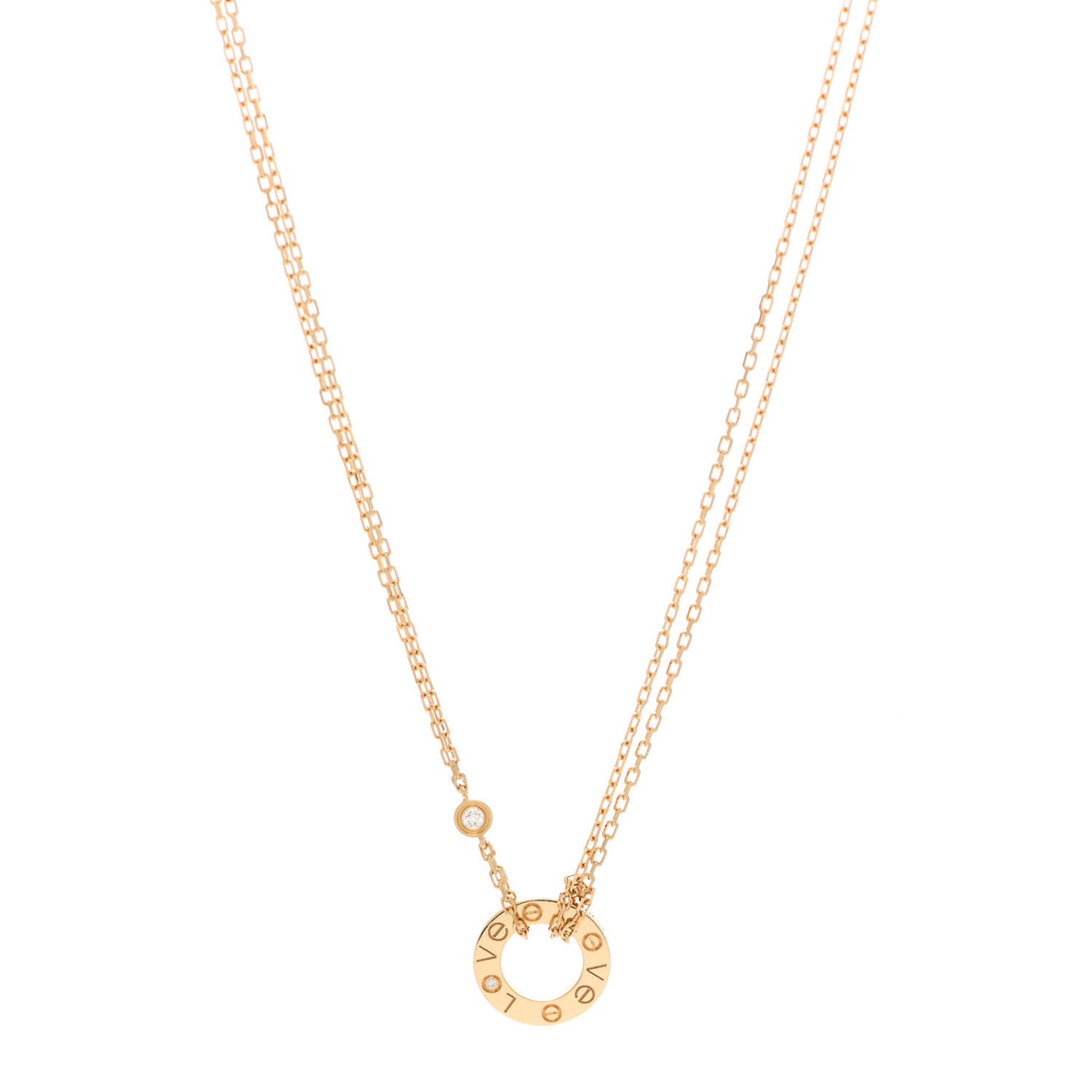 18K Yellow Gold 2 Diamond LOVE Necklace