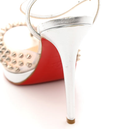 Christian Louboutin Nappa PVC Spiked St Jeannette 120 Peep Toe Pumps 35.5 Silver 8 of 10