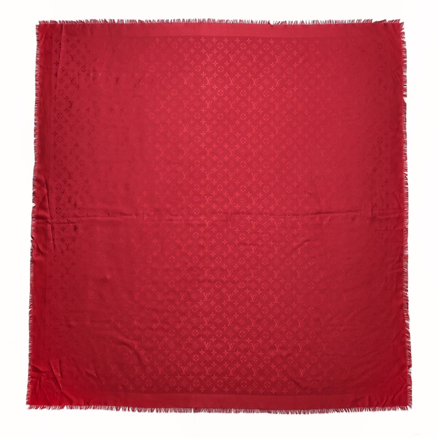 Louis Vuitton Silk Wool Monogram Shawl Pomme D'Amour 1 of 8