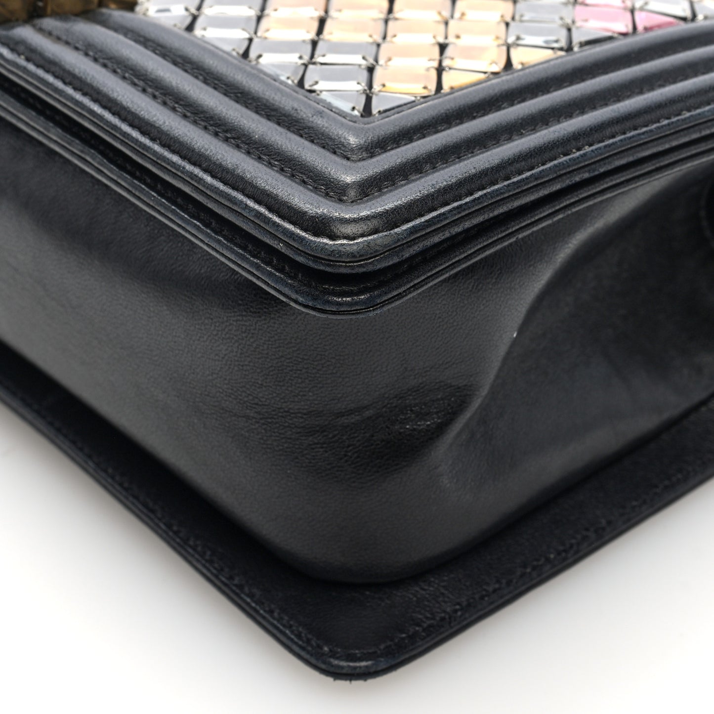 Lambskin Tile Embroidered Medium Brasserie Mosaic Boy Flap Black Multicolor