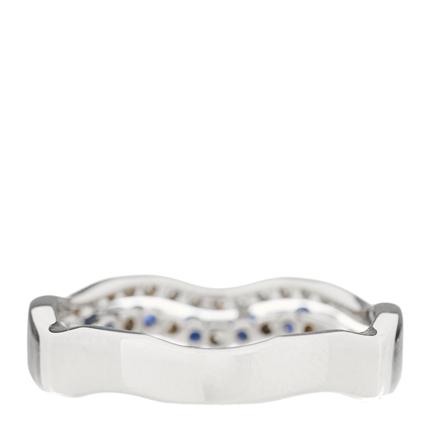 18K White Gold Diamond Blue Sapphire Belle Epoque Band Ring 57 8