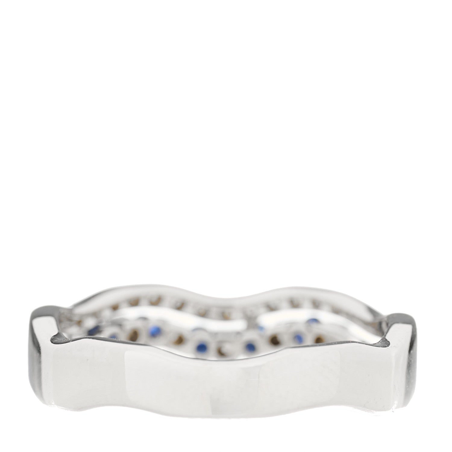 Damiani 18K White Gold Diamond Blue Sapphire Belle Epoque Band Ring 57 8 3 of 5