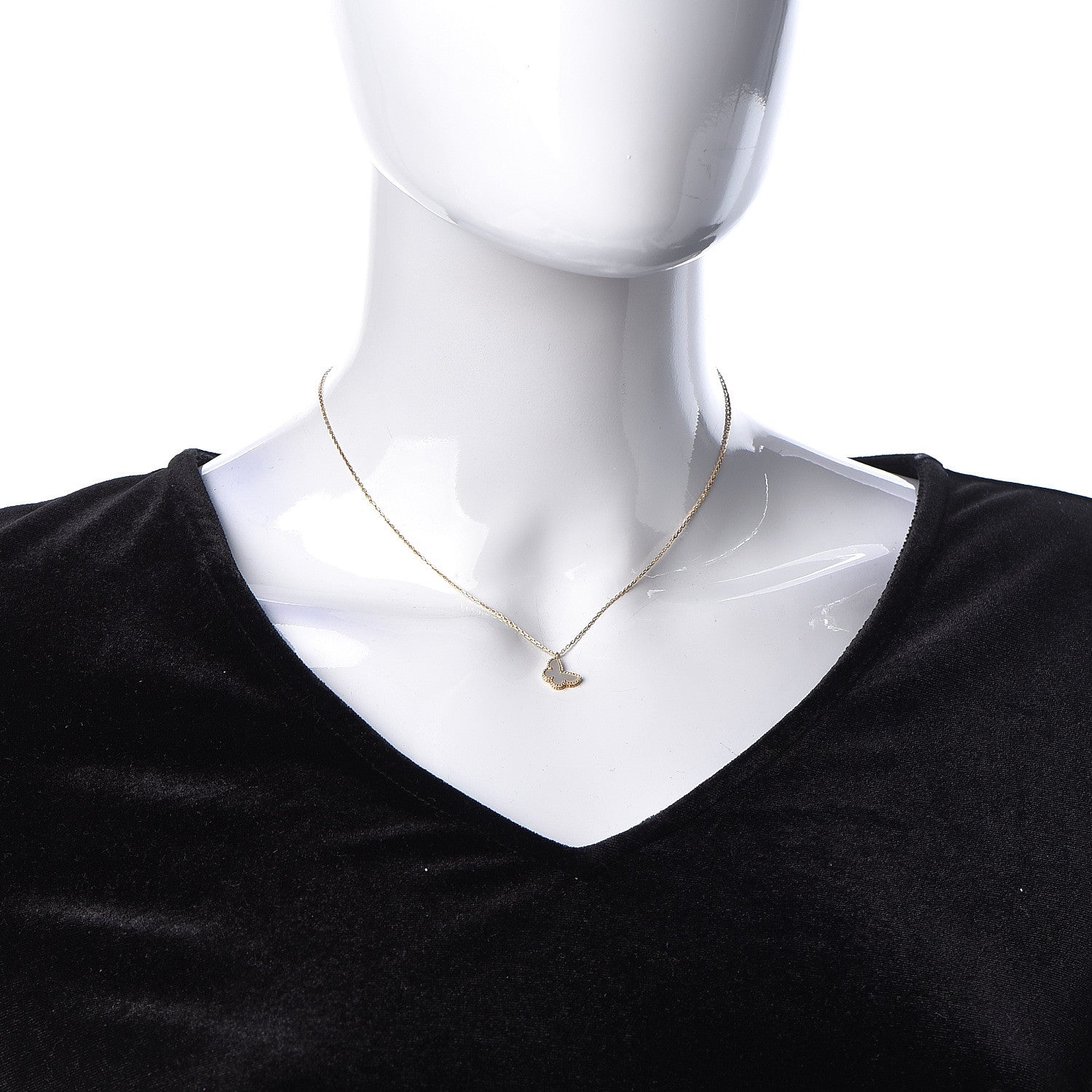 Van Cleef & Arpels 18K Yellow Gold Mother of Pearl Sweet Alhambra Butterfly Pendant Necklace 2 of 9