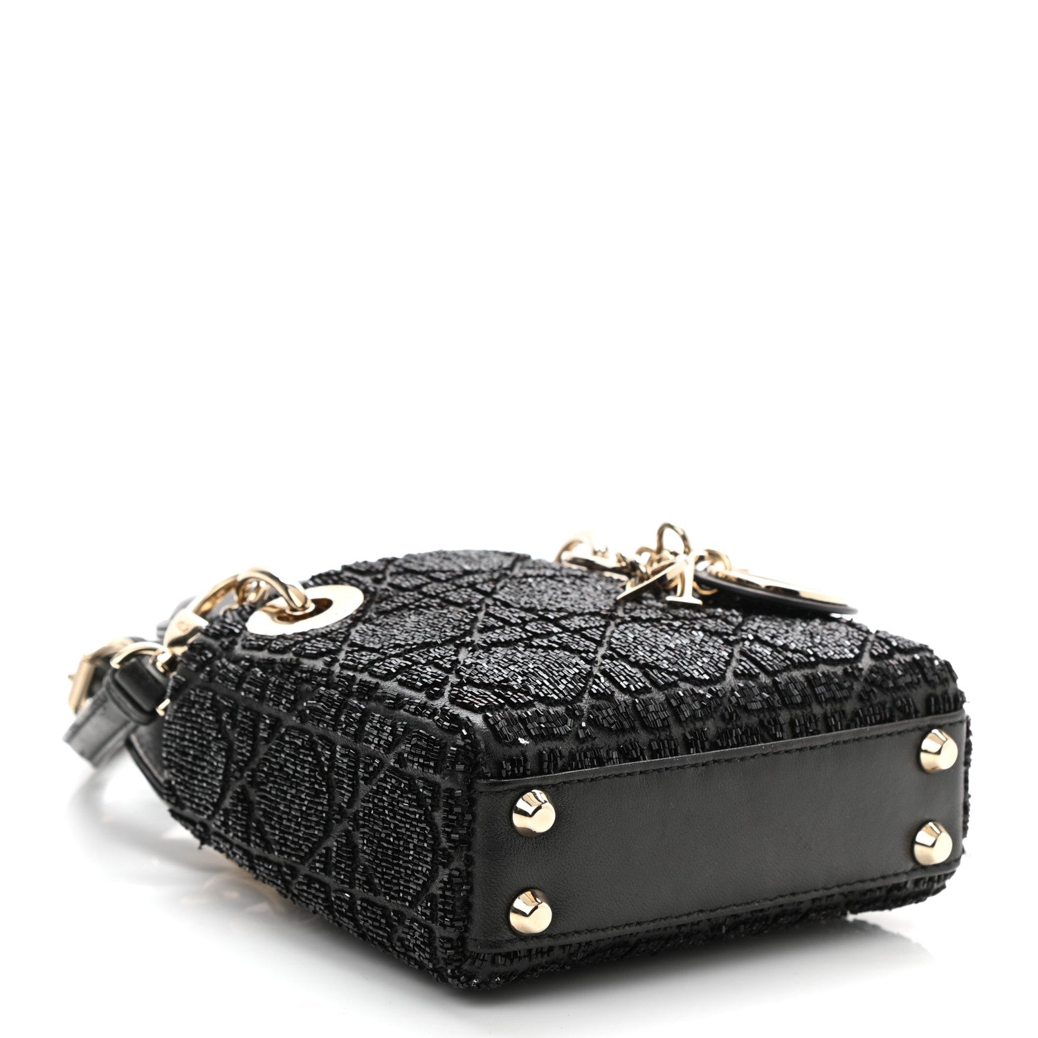 Christian Dior Lambskin Cannage Beaded Embroidery Micro Lady Dior Black 4 of 10
