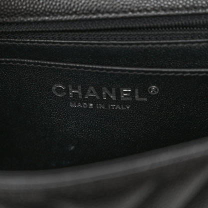 Chanel Caviar Chevron Quilted Mini Square Flap Black 6 of 10