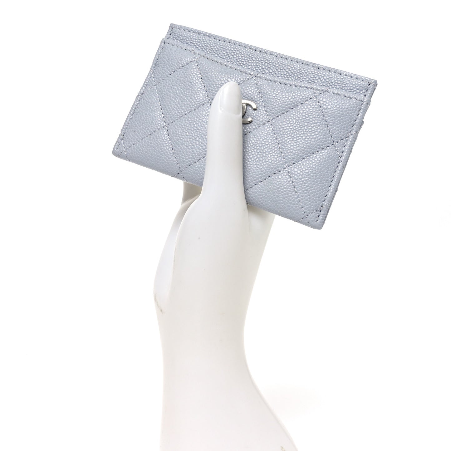 Caviar Quilted Card Holder Light Blue