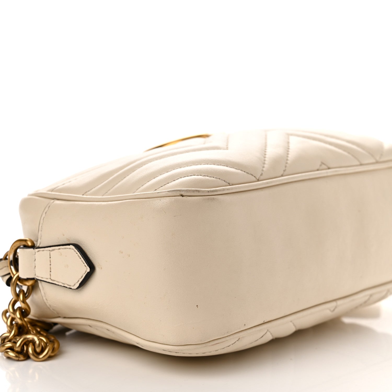 Gucci Calfskin Matelasse Small GG Marmont Chain Shoulder Bag White 10 of 15