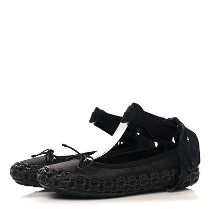 Gucci Rubber Satin Ballerina Flats 38 Black 4 of 9