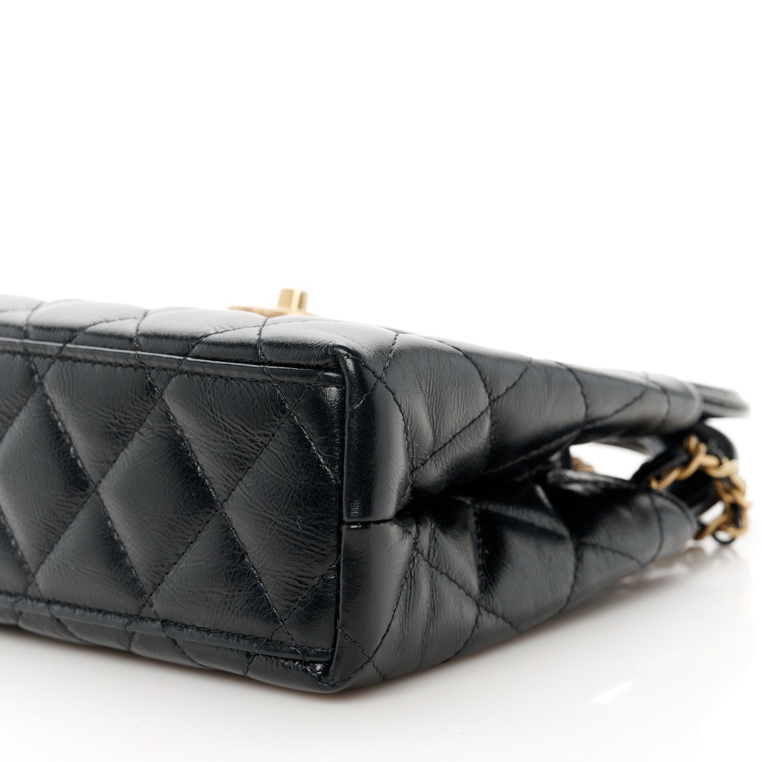 Chanel Shiny Aged Calfskin Quilted Nano Kelly Shopper Black 10 of 11