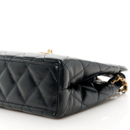 Chanel Shiny Aged Calfskin Quilted Nano Kelly Shopper Black 10 of 11