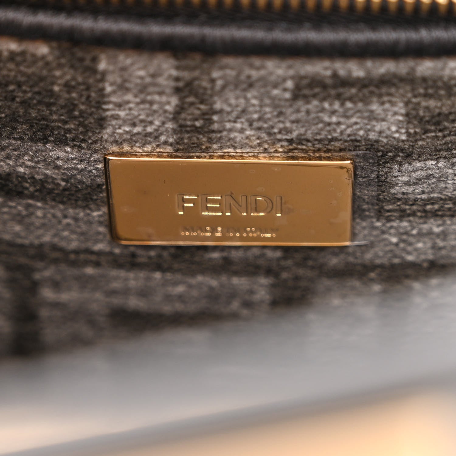 Fendi Vitello Seta Chenille FF Mini Peekaboo Iconic Satchel Anthracite Asfalto 6 of 11