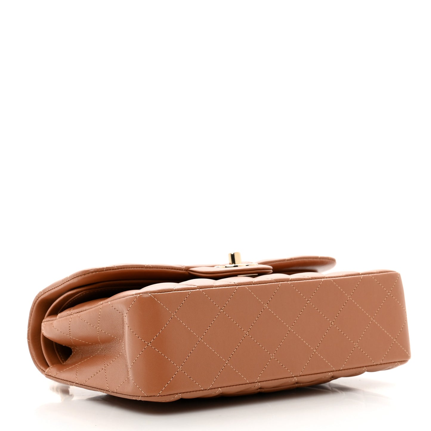 Lambskin Quilted Small Double Flap Brown