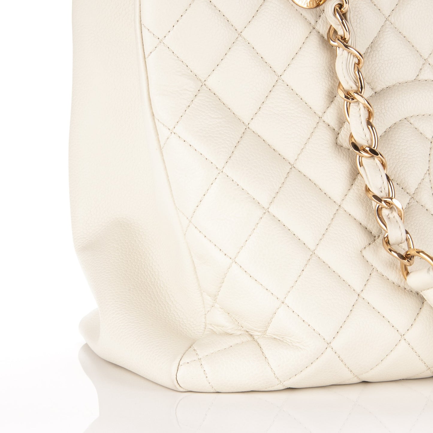 Caviar Quilted Grand Shopping Tote GST Ecru