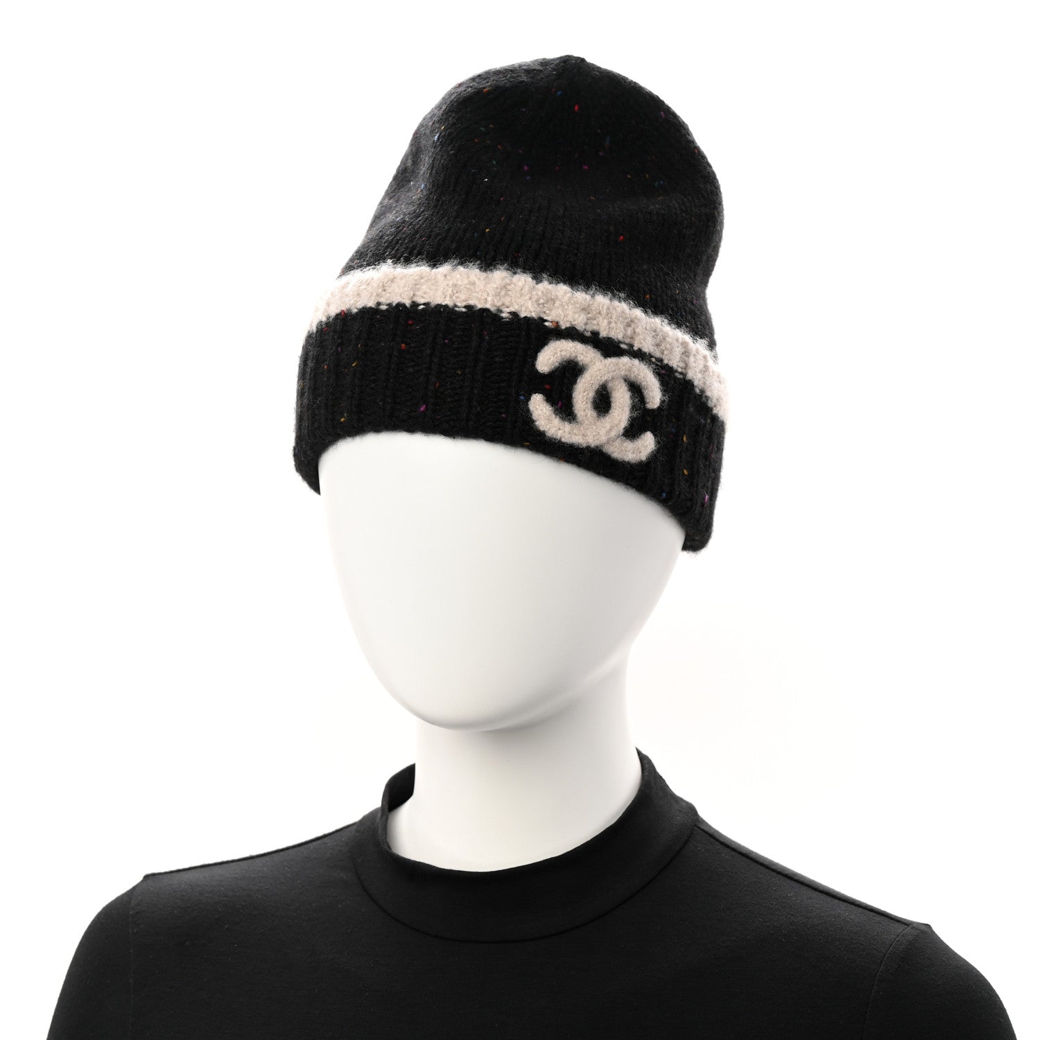 Chanel Cashmere Silk CC Beanie Hat Black Ecru 1877447 – FASHIONPHILE