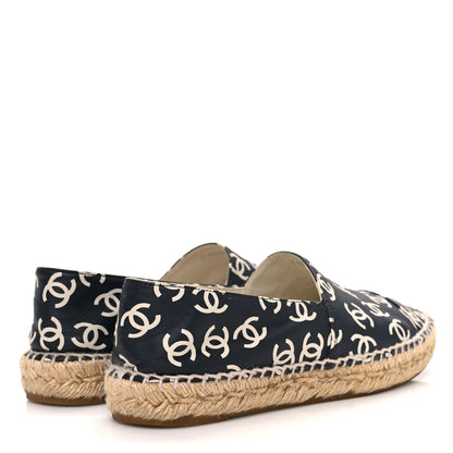 Chanel Lambskin Printed CC Espadrilles 36 Black White 5 of 12