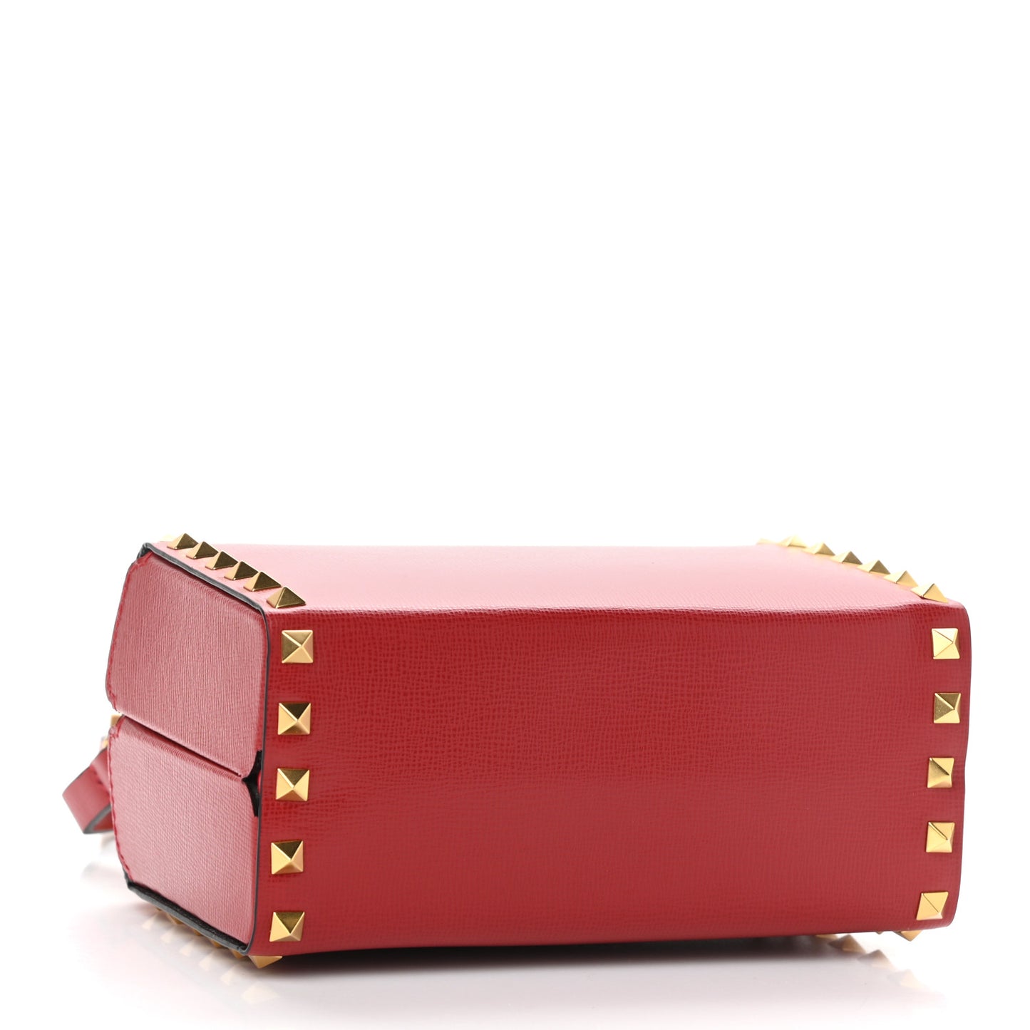 Grainy Calfskin Rockstud Alcove Box Top-Handle Bag Rouge Pur