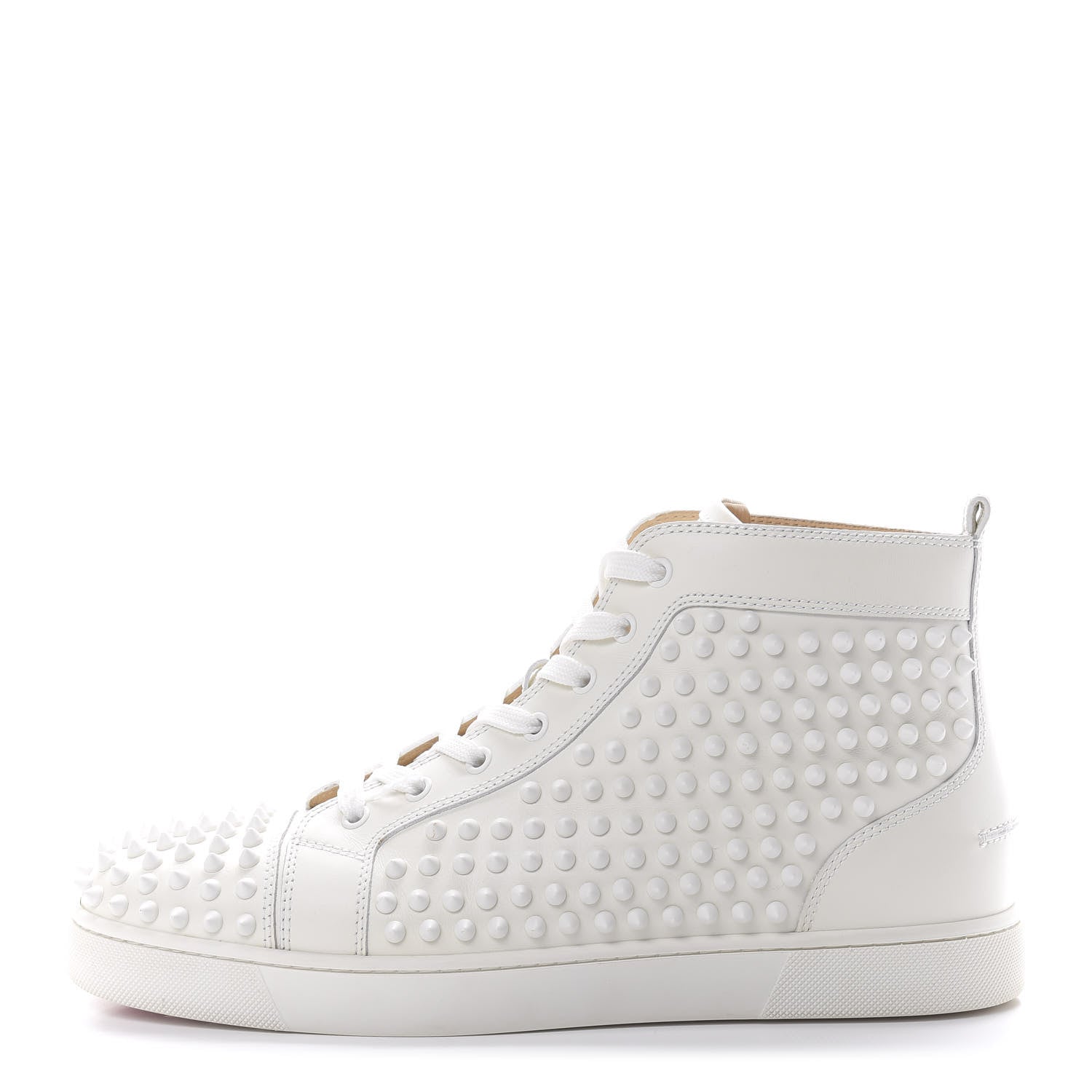 Christian Louboutin Calfskin Laminato Dino Spikes Yang Louis Flat Sneakers 44 Latte Silver 1 of 14