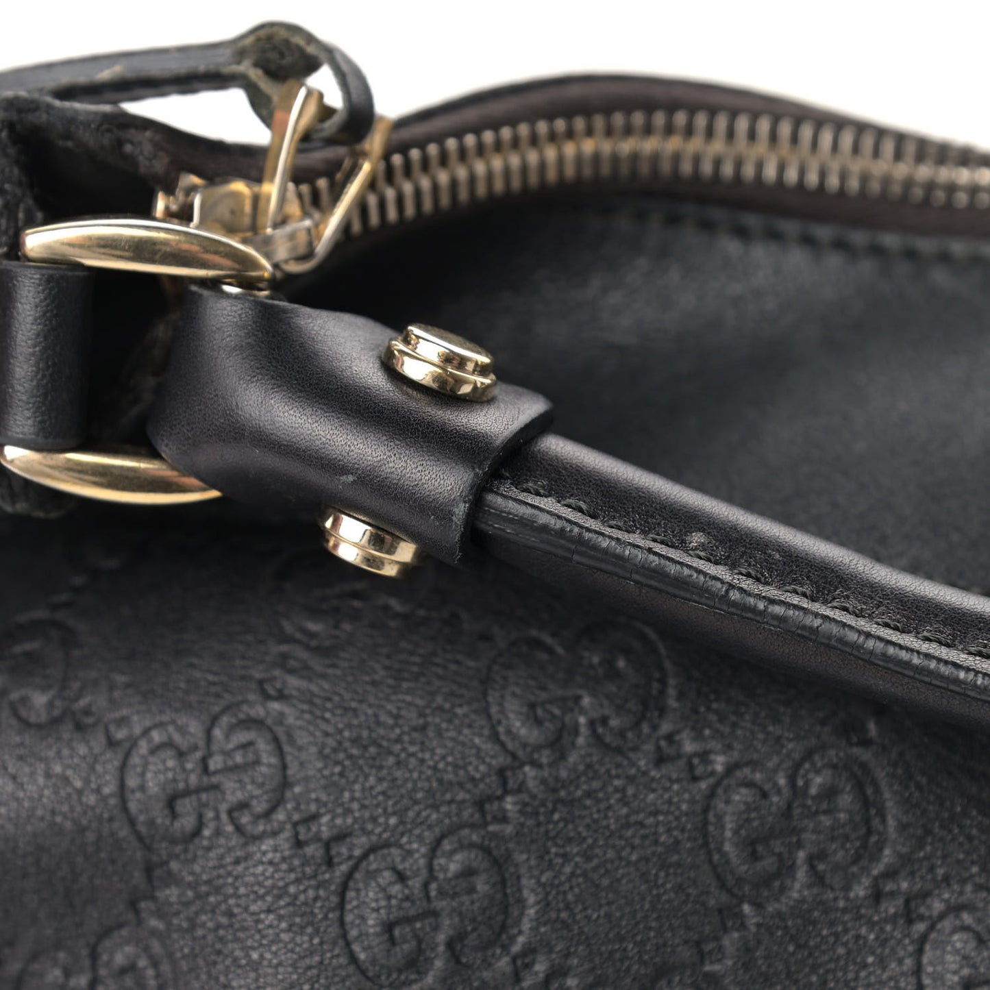 Guccissima Large D Gold Ring Hobo Black