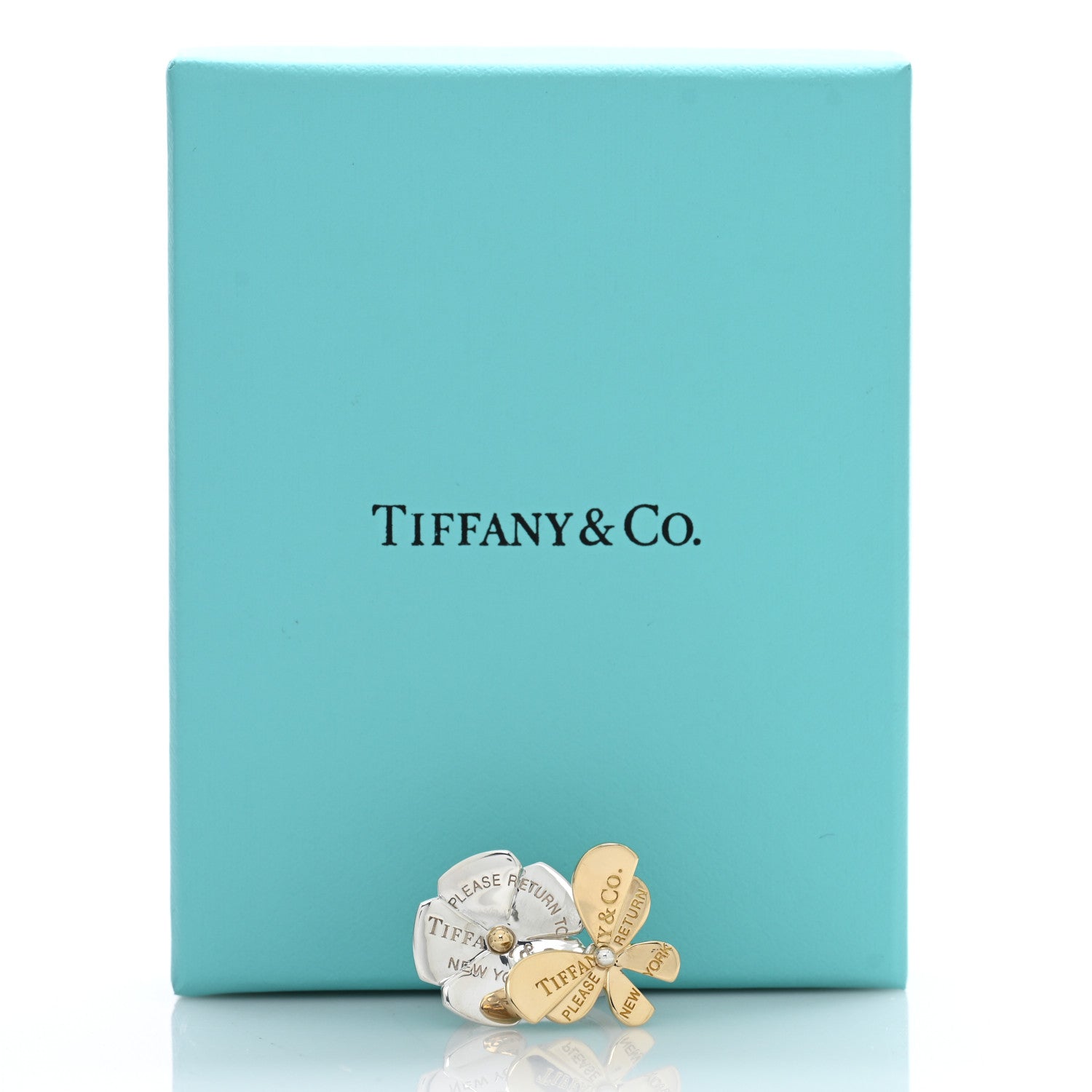 Tiffany 18K Yellow Gold Sterling Silver Return to Tiffany Love Bugs Butterfly Flower Ring 47 4 5 of 5