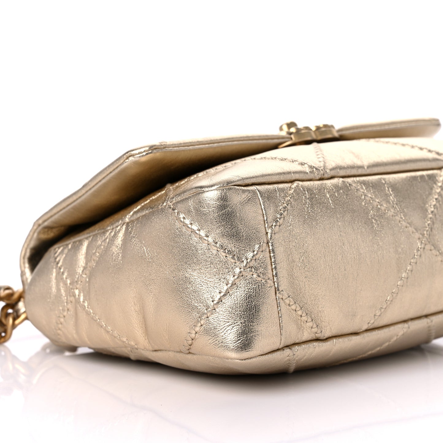 Metallic Lambskin Quilted Medium Chanel 19 Flap Gold