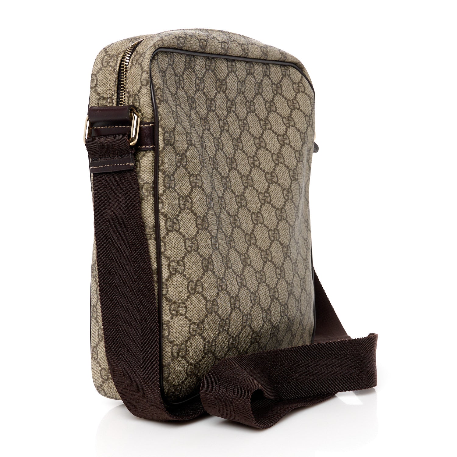 Gucci GG Plus Monogram Selleria Calfskin Medium Messenger Bag Beige Ebony Cocoa Dark Chocolate 3 of 11