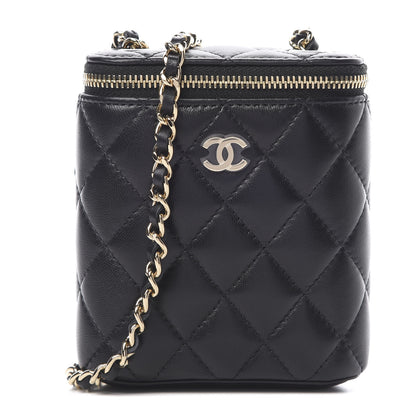 Chanel Lambskin Quilted Small Vertical Coco Beauty Vanity Case With Chain Black 1 of 11
