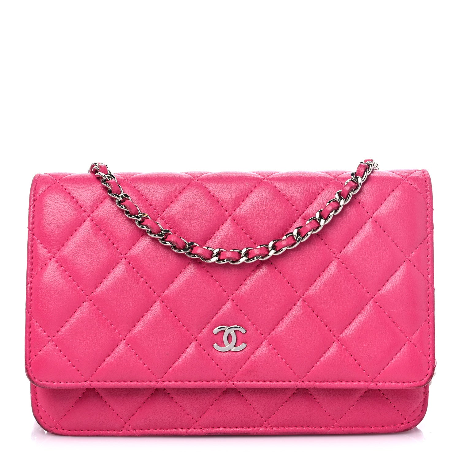Chanel Lambskin Quilted Wallet on Chain WOC Pink 1 of 21