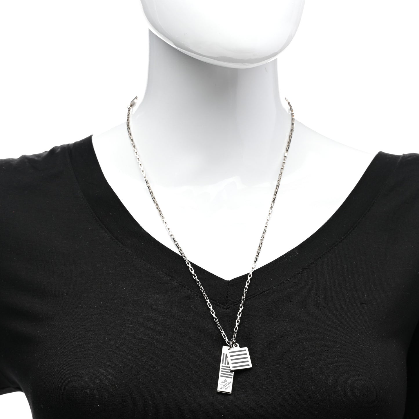 Collier Damier Colors Pendant Necklace Silver Black