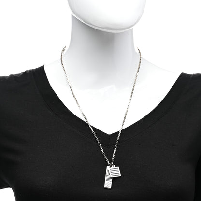 Louis Vuitton Collier Damier Colors Pendant Necklace Silver Black 2 of 6