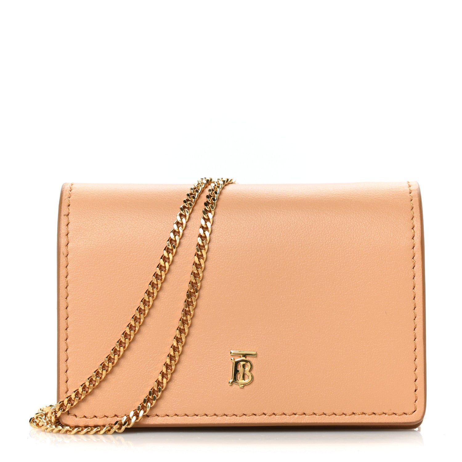 Burberry Calfskin Jessie Chain Card Case Warm Sand 1 of 11