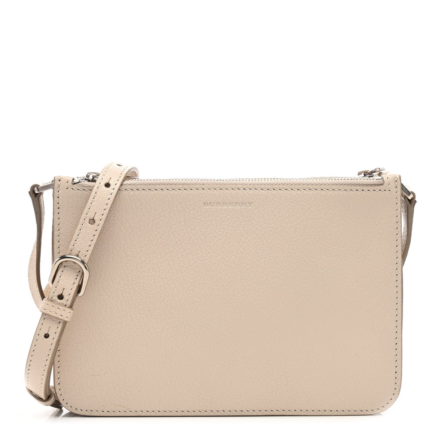 Grainy Goatskin Penhurst D-Ring Triple Zip Crossbody Bag Beige