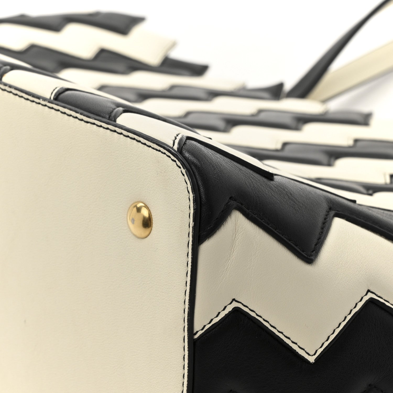 Salvatore Ferragamo Calfskin ZigZag Tote Black White 13 of 14