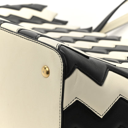 Salvatore Ferragamo Calfskin ZigZag Tote Black White 13 of 14