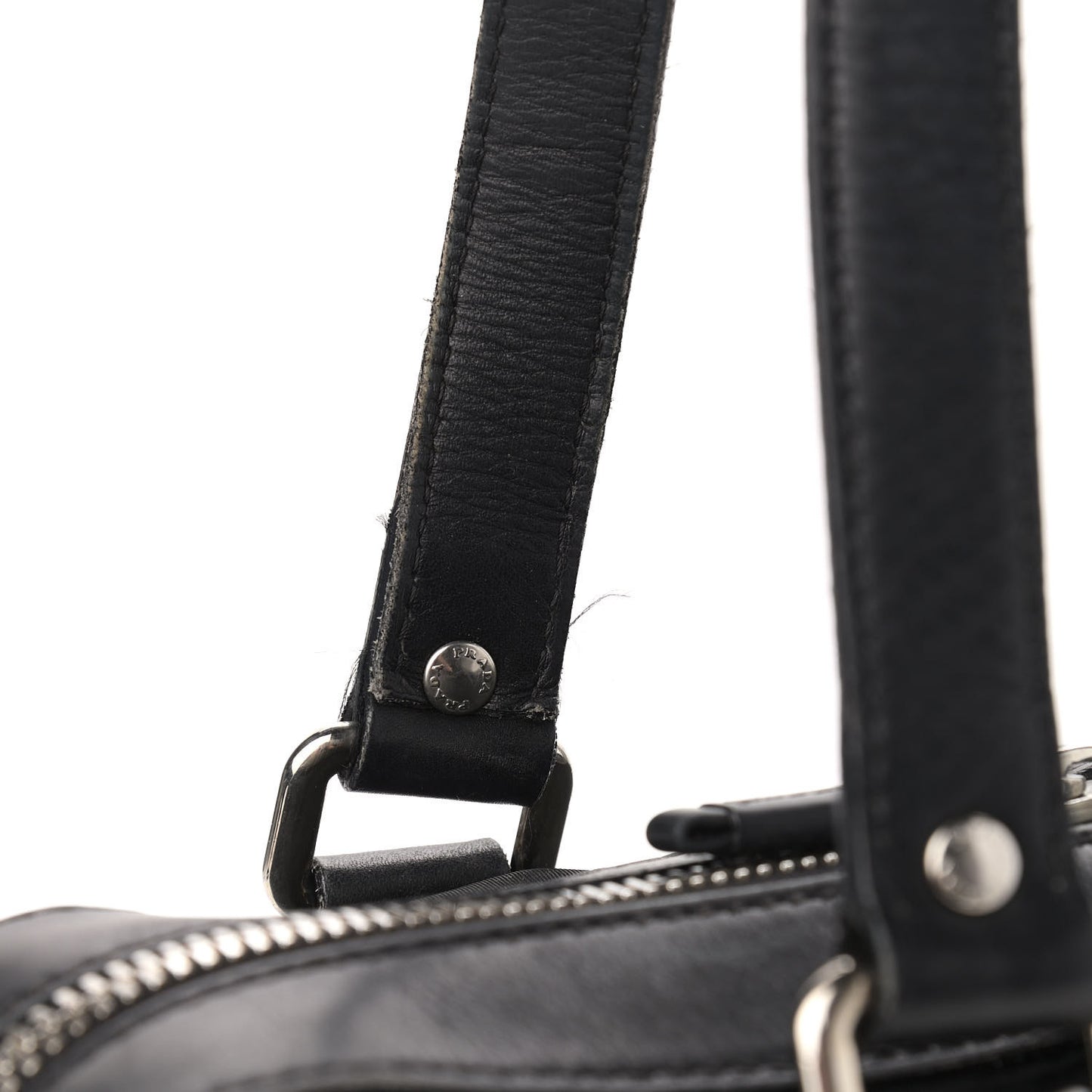 Nylon Calfskin Buckle Shoulder Bag Black