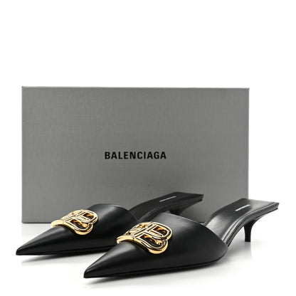 Balenciaga Soft Nappa BB Square Knife Pointed Toe 40mm Mules 37 Black 9 of 9
