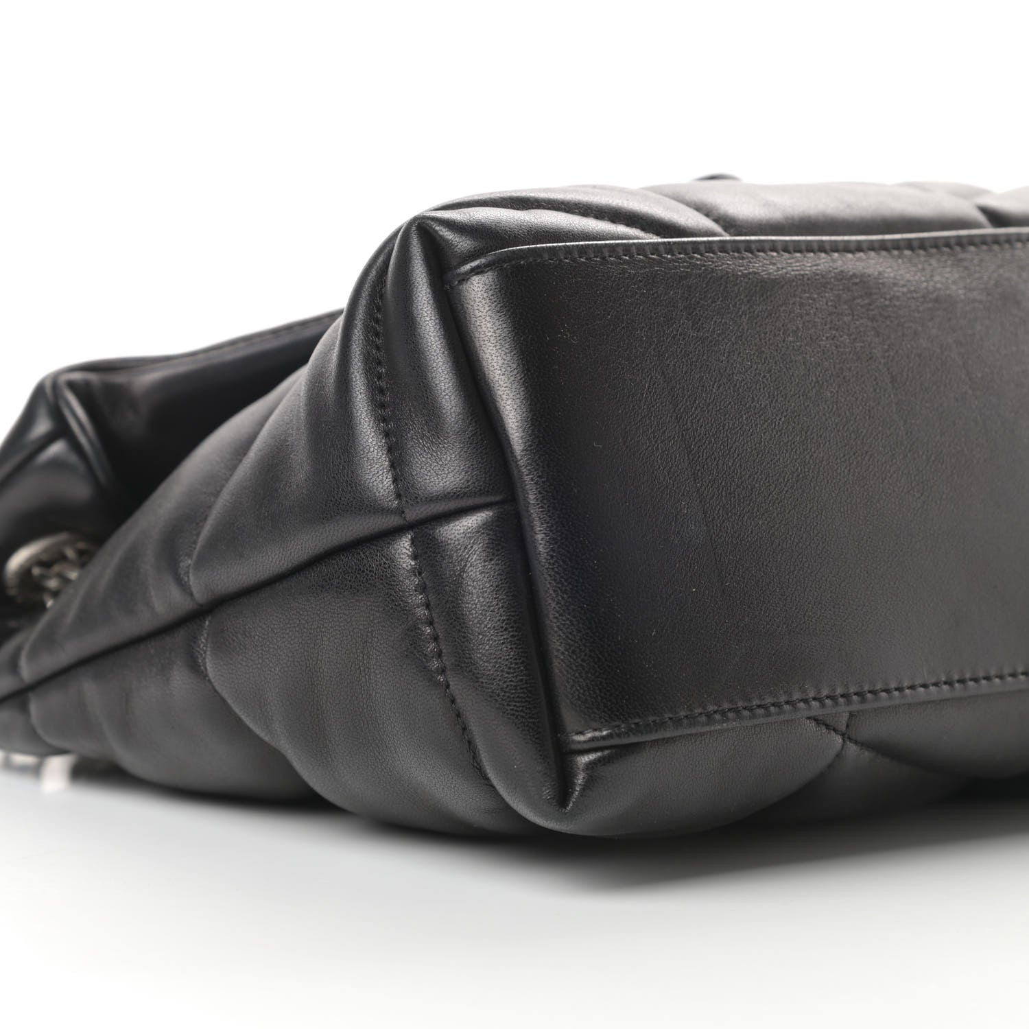 Saint Laurent Lambskin Quilted Small Loulou Puffer Monogram Chain Satchel Black 9 of 10