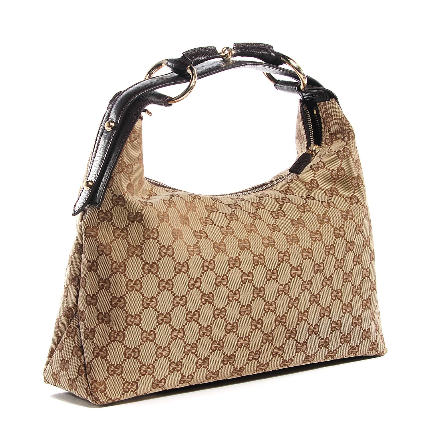 Gucci Monogram Medium Horsebit Chain Hobo Dark Brown 3 of 7