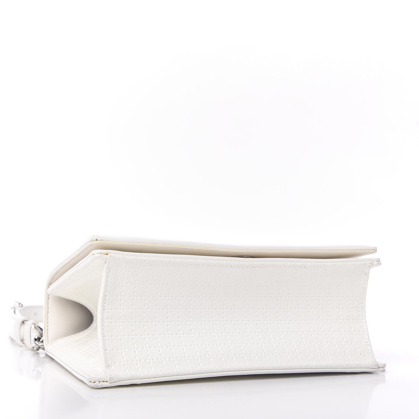 Calfskin Micro-Cannage Small Diorama Flap Bag White