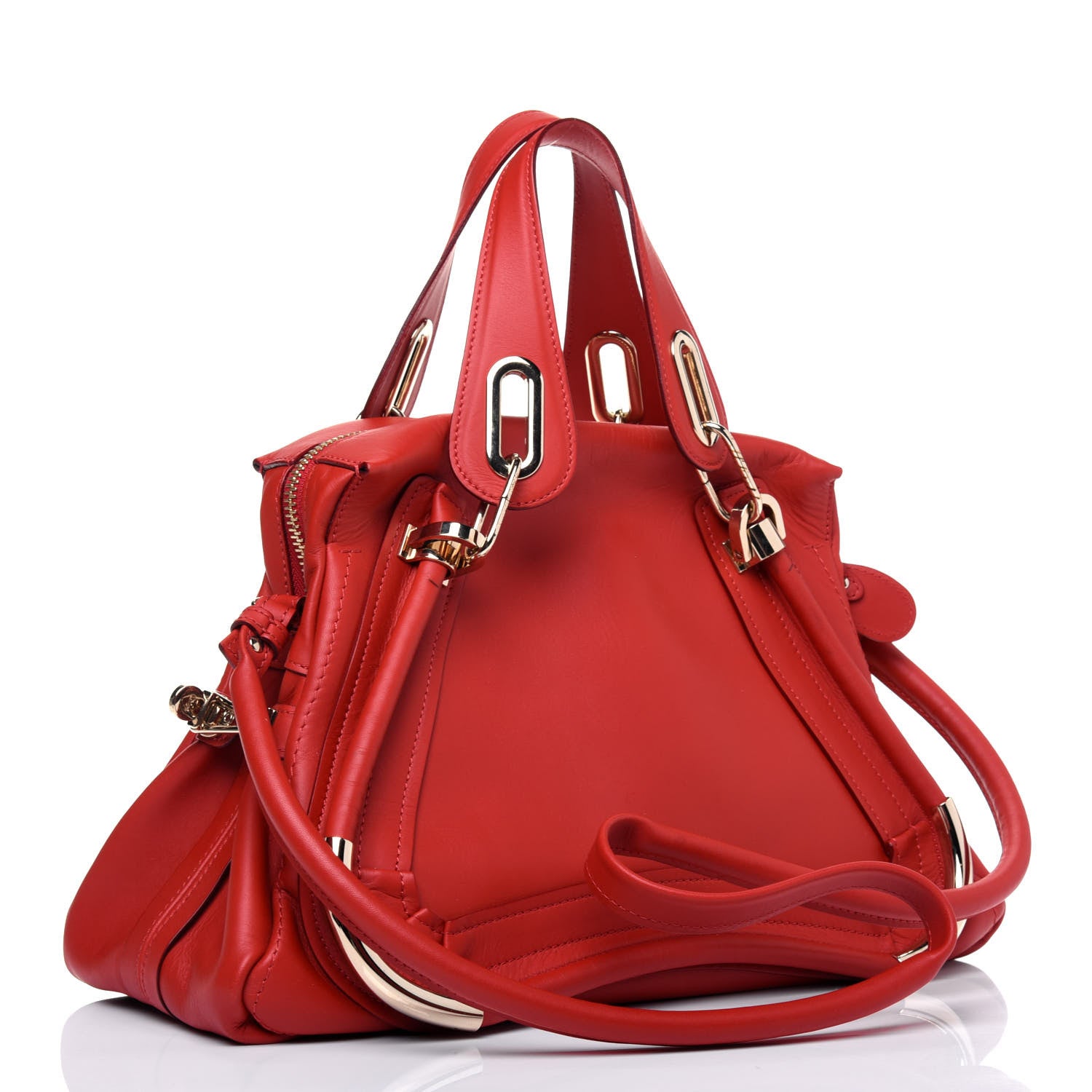 Chloe Calfskin Medium Paraty Metal Bar Trim Red 4 of 29